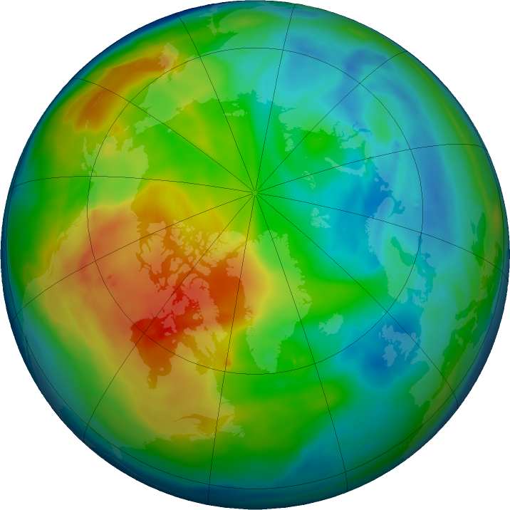 Arctic ozone map for 07 December 2019